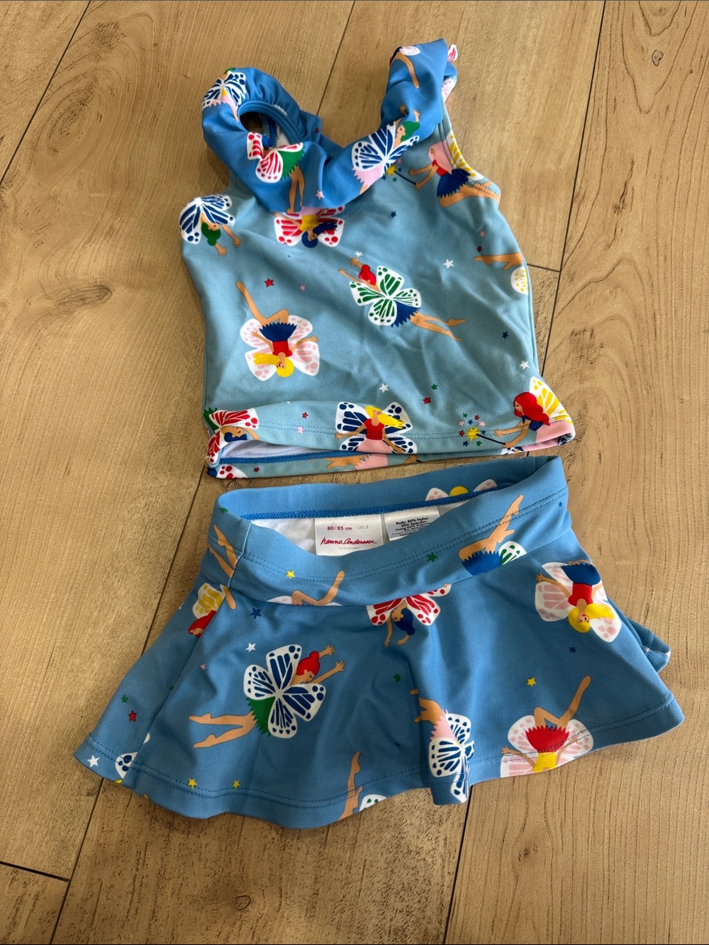 Hanna Andersson blue fairy and star skirted swim suit